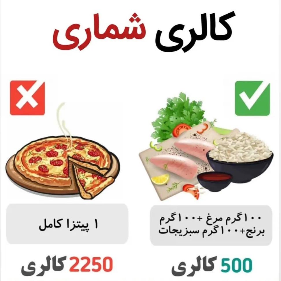 کالری شماری پیتزا و پلومرغ